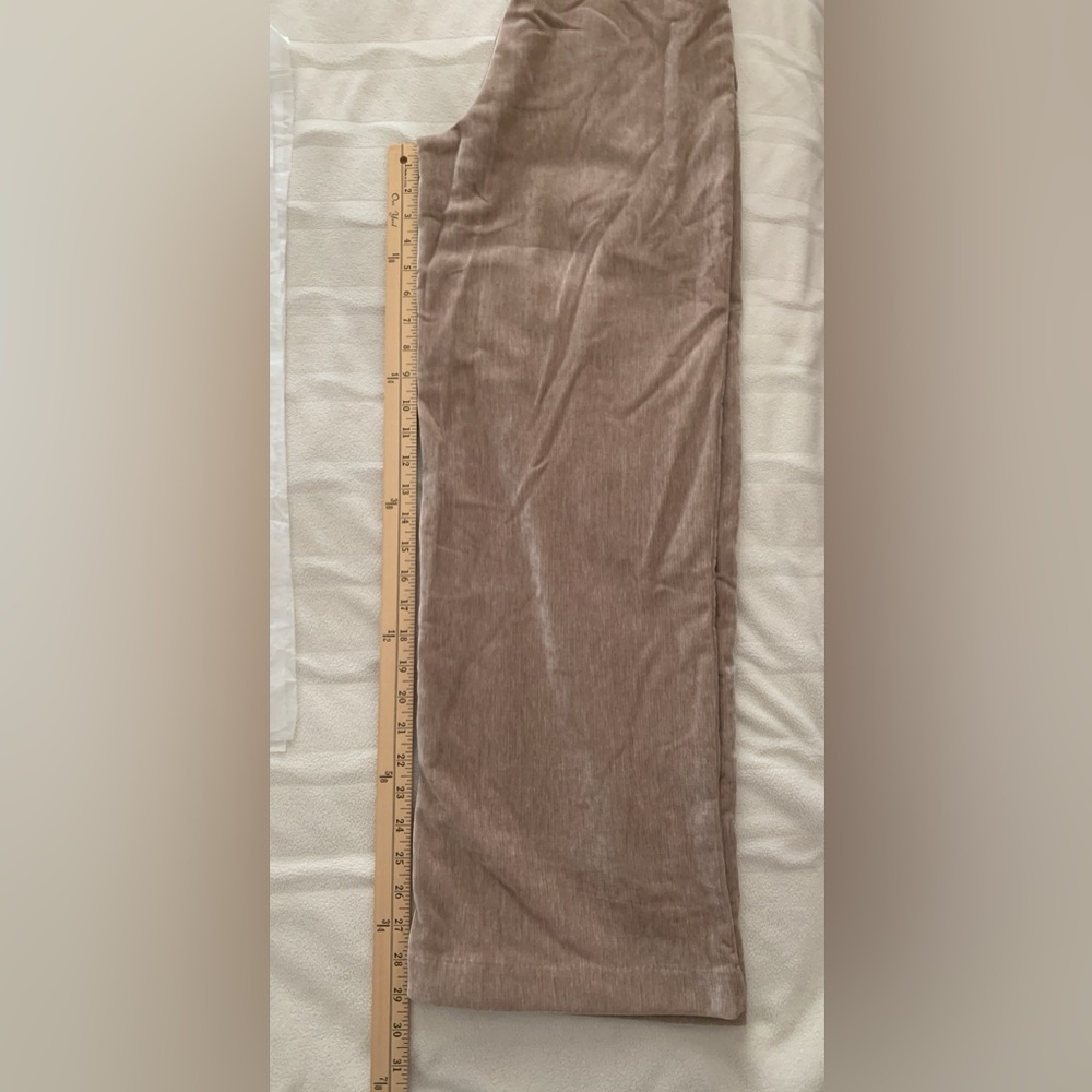 NWT LOFT Ribbed Velour Pull On Wide Leg Pants in Toasted Pine Nut - Picture 5 of 6